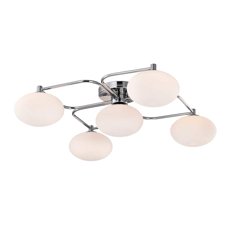 Camris 5-Light Chrome Chandelier Frosted Glass Shades