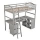 preview thumbnail 13 of 16, Contemporary Style Twin Size Loft Bed with Drawers, Cabinet Shelves and Desk, Wooden Loft Bed with Desk Suitable for Bedroom
