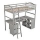 preview thumbnail 4 of 16, Health and Comfort Twin size Wooden Loft Bed with Drawers, Cabinet, Shelves and Desk