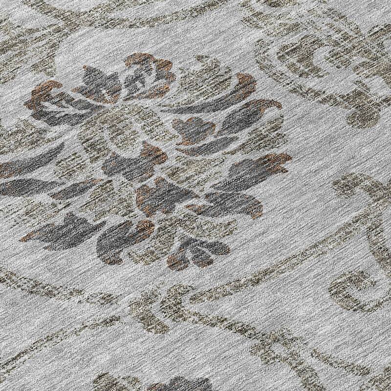 Machine Washable Indoor/ Outdoor Chantille Floral Scroll Rug