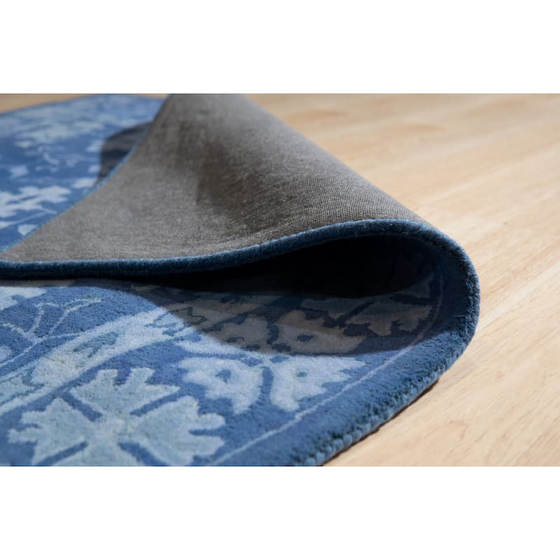 Hand-tufted Wool Blue Traditional Oriental Overdyed Rug - 4' x 6'