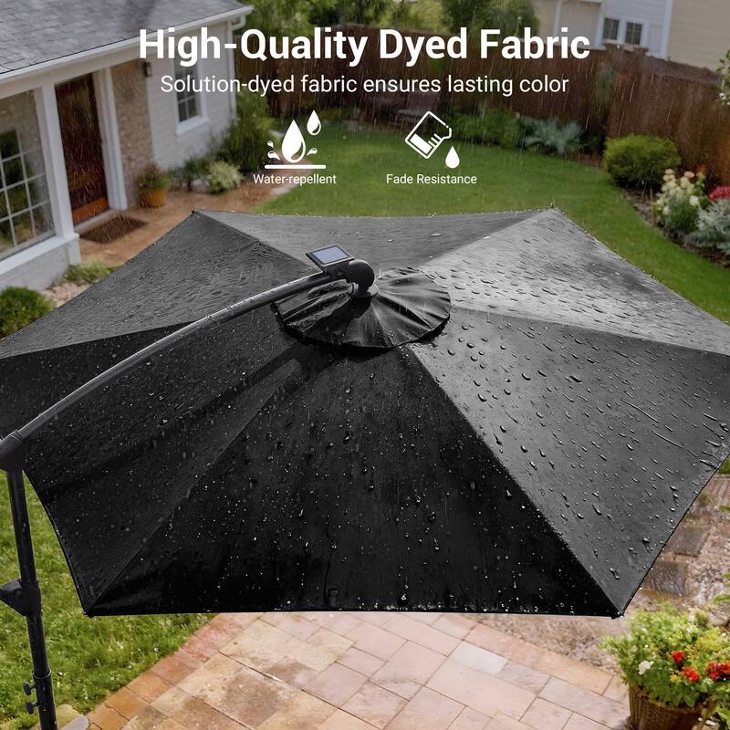 Sonkuki Outdoor 10FT LED lighted Patio Offset umbrella for Garden