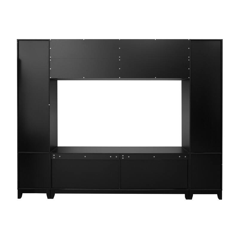 Modern 102" W Wall Unit Entertainment Center for TVs up to 75", Large Media TV Console with Glass Doors and Drawers