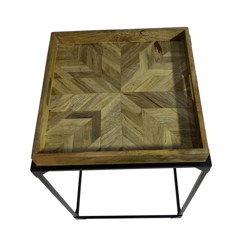 Metal Rectangular Tray Table - 28.5" - Black and Brown