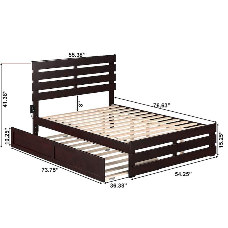 Oxford Full Bed with Footboard and Twin Trundle in Espresso