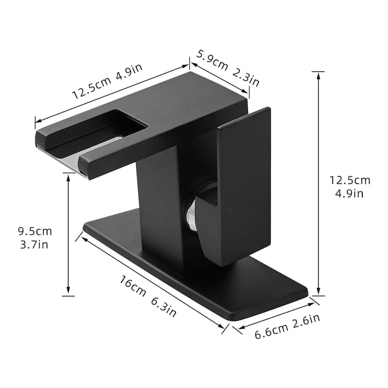 Stainless Steel LED Single Handle One Hole Bathroom Sink Faucet Waterfall with Drian