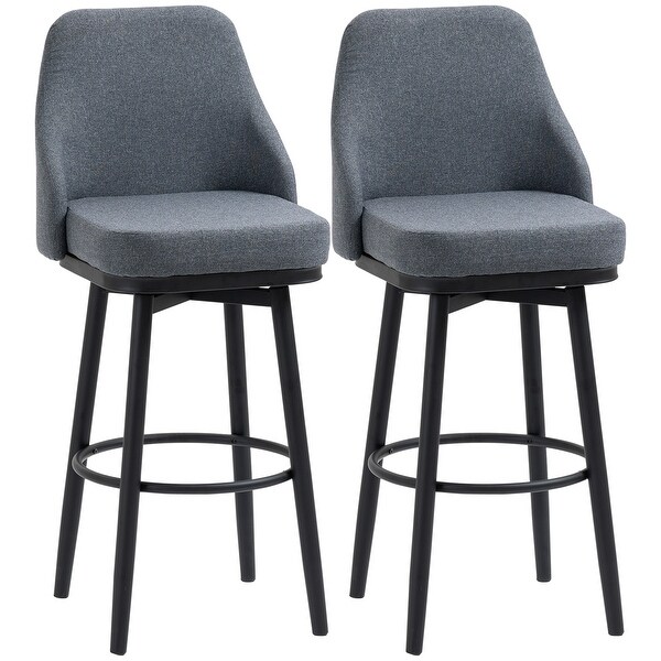 HOMCOM Extra Tall Bar Stools Set of 2 Modern 360 Swivel Barstools Dining Room Chairs with Steel Legs and Footrest On Sale Bed Bath Beyond 36138669