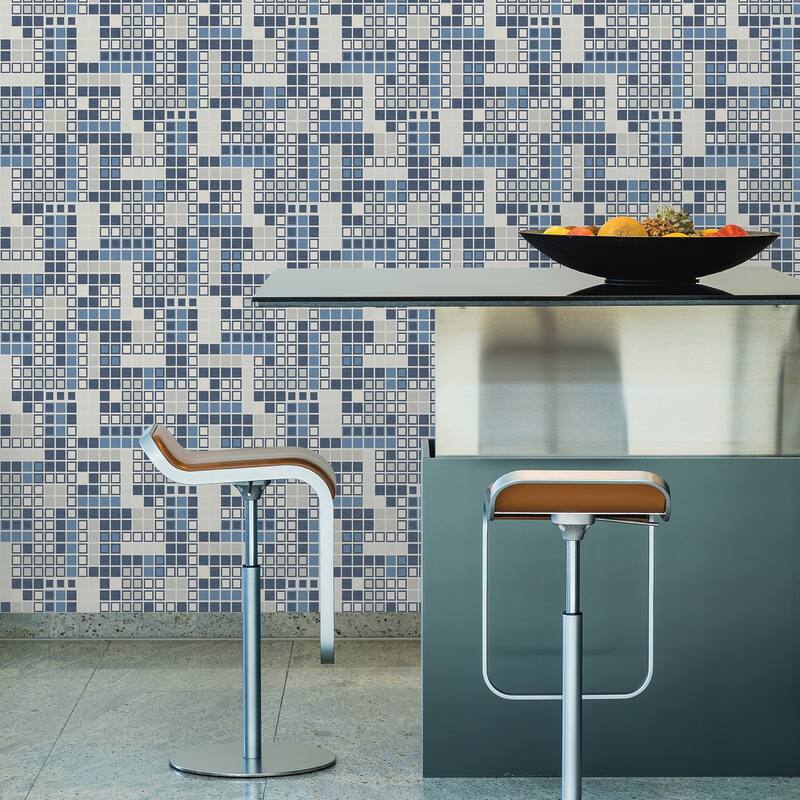 A-Street Prints Bantry Blue Geometric Wallpaper