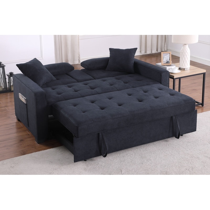 Cody II 70"W Convertible Sleeper Loveseat with Dropdown Console, Cup Holders, Charging Ports, Pocket, and Pocket Coil Seating