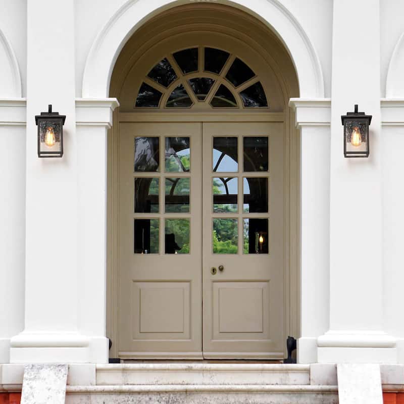 Havenside Home Modern Farmhouse 1-Light Outdoor Wall Sconces Black Lantern Wall Light - W7"x H12.2"x E9"
