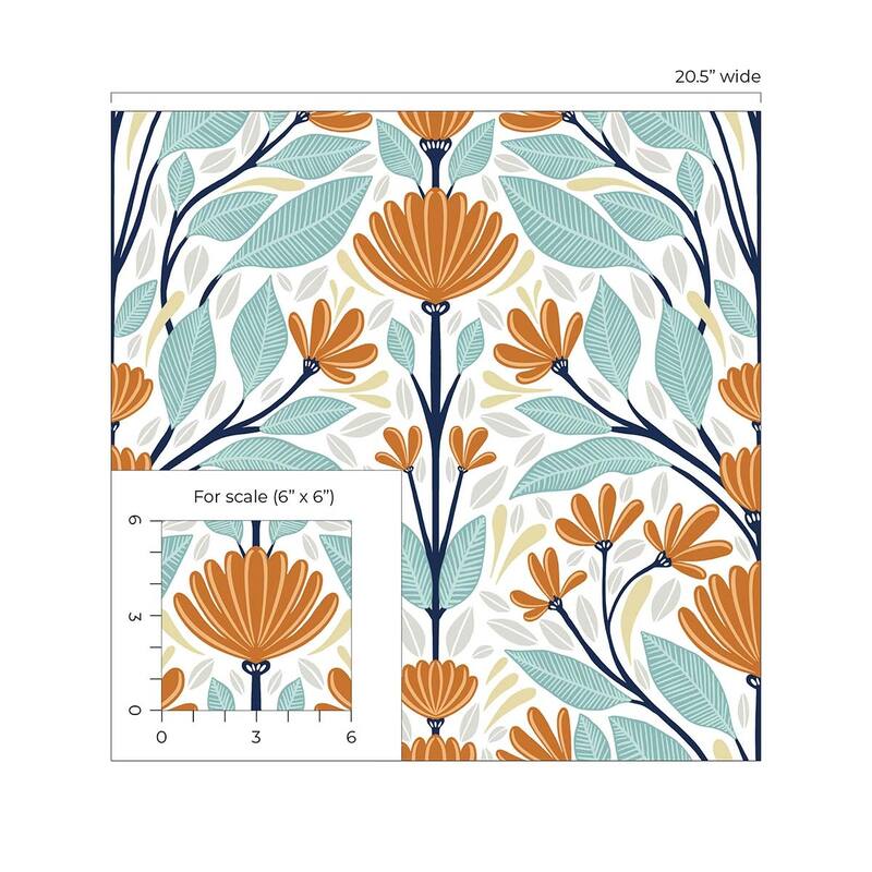 NextWall Folk Floral Peel and Stick Wallpaper