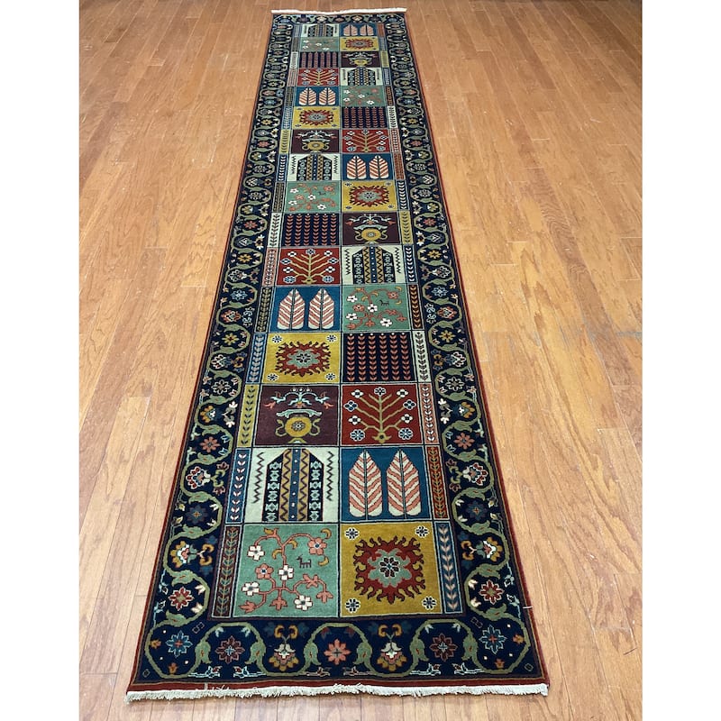 HERAT ORIENTAL Hand-knotted Indo 2'7 x 12' Bakhtiari Wool Runner - 2'7" x 12'