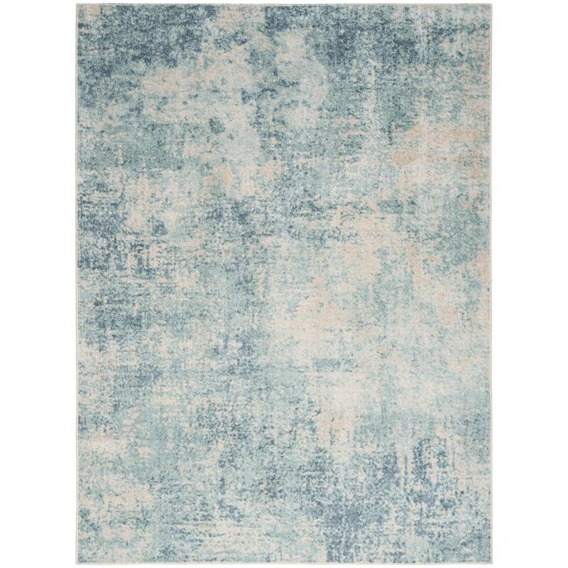 Nourison Astra Machine Washable Abstract Area Rug - 5' 3" x 7' - Blue/Ivory - Rectangle