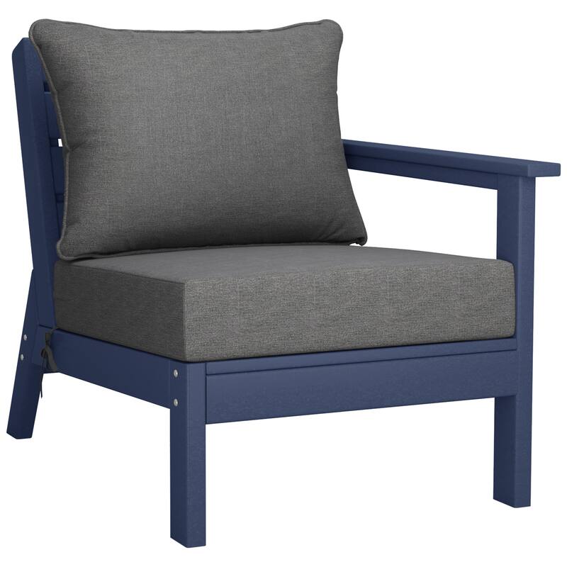 Birchwood All Weather HDPE Outdoor Patio Navy Blue Deep Seating Conversation Set (6-Piece Set)