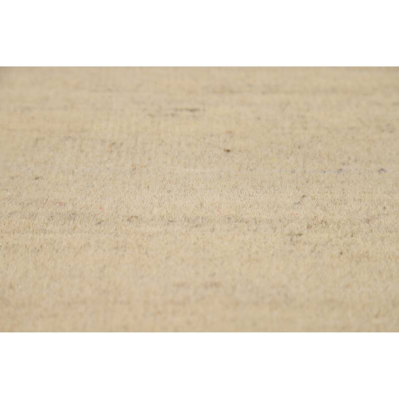 Modern Gabbeh Oriental Foyer Rug Handmade Beige Solid Wool Carpet - 3'4"x 4'10"