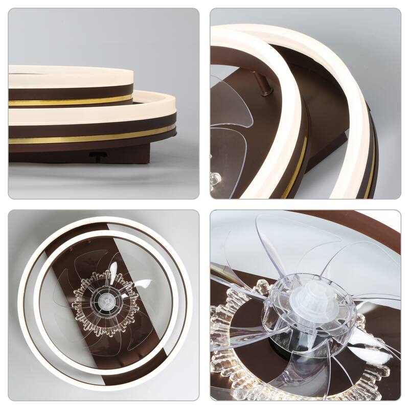 Bella Depot 20" Modern Flush Mount Ceiling Fan with APP Control, 6-Speed Low Profile Reversible Ceiling Fan with Dimmable Light