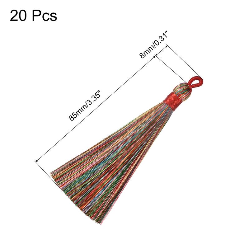 3.7" Silky Bookmark Tassels with Loop for DIY Craft Accessory, 20Pcs Multi Red - Multi Red - Multi Red