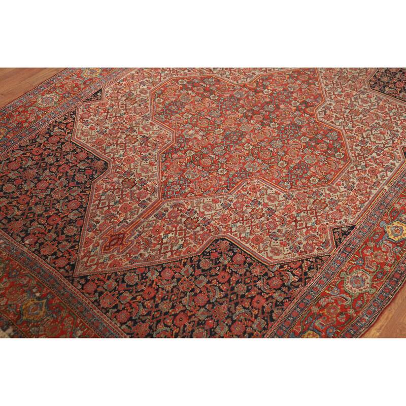 Pre-1900 Antique Vegetable Dye Senneh Persian Rug Handmade Wool Carpet - 4'8" x 6'8"