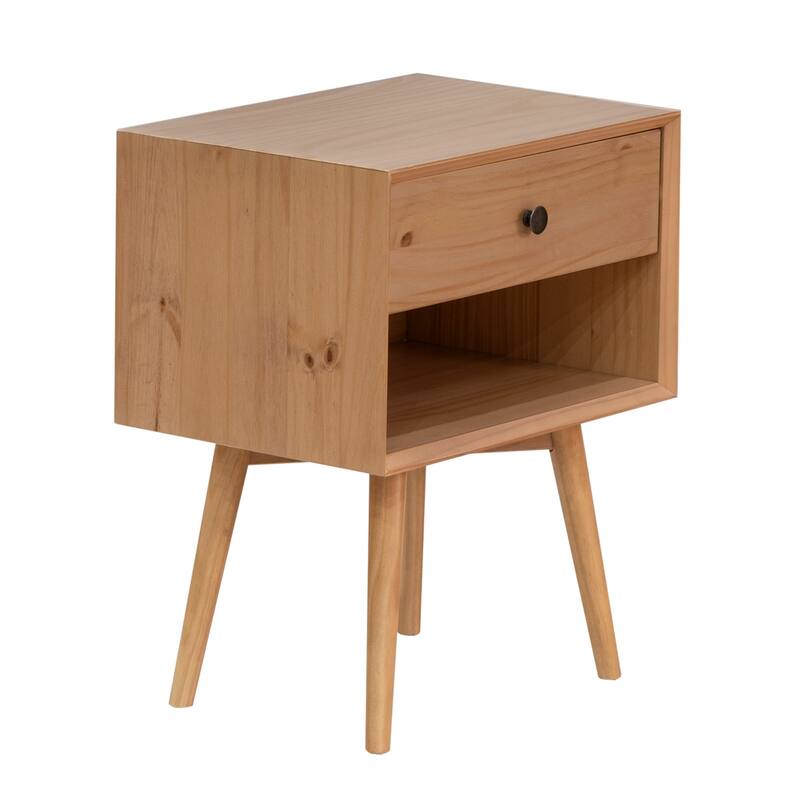 Middlebrook Mid-Century Solid Wood 1-Drawer, 1 Shelf Nightstand