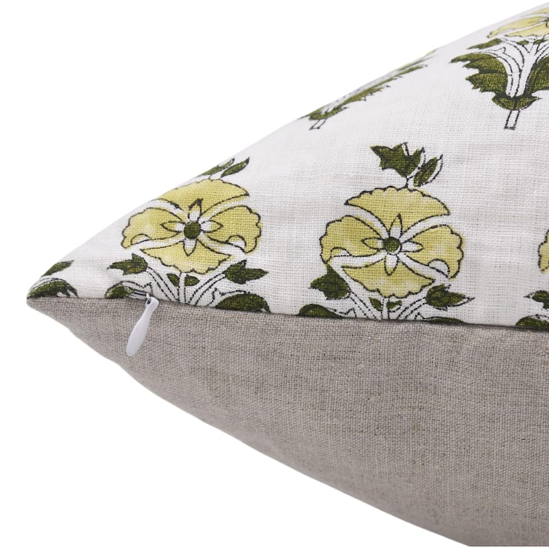 Linen Bohemian Block print pillow Cover- Mormukut