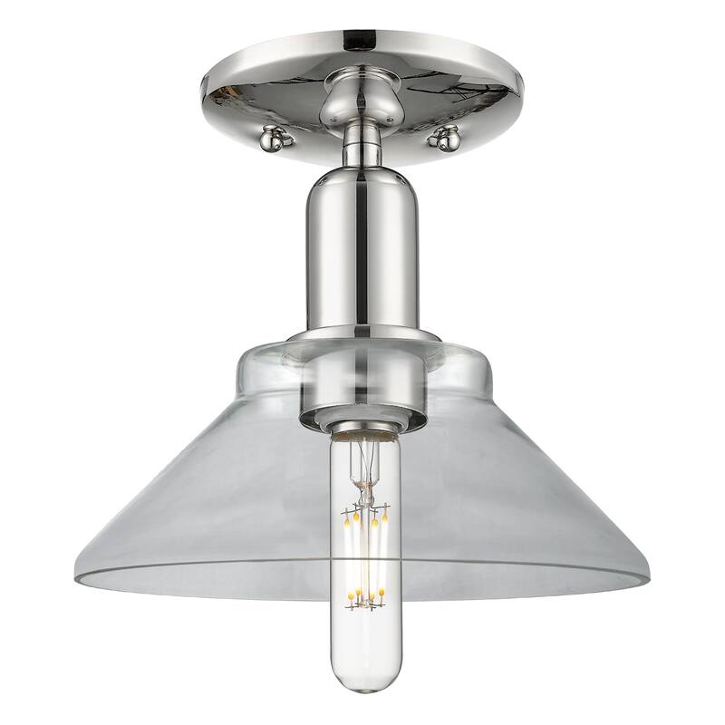 Innovations Lighting Endless Possibilities Arcadia - Orwell - 1 Light 8" Semi-Flush Mount - Clear/Polished Nickel