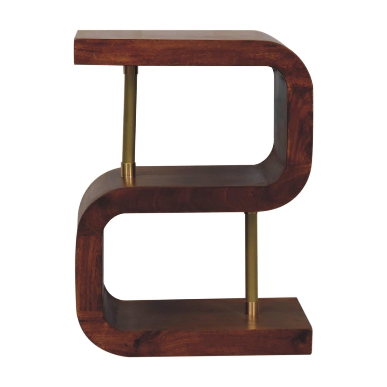 Artisan Furniture Solid Wood S-curve Brass Nightstand