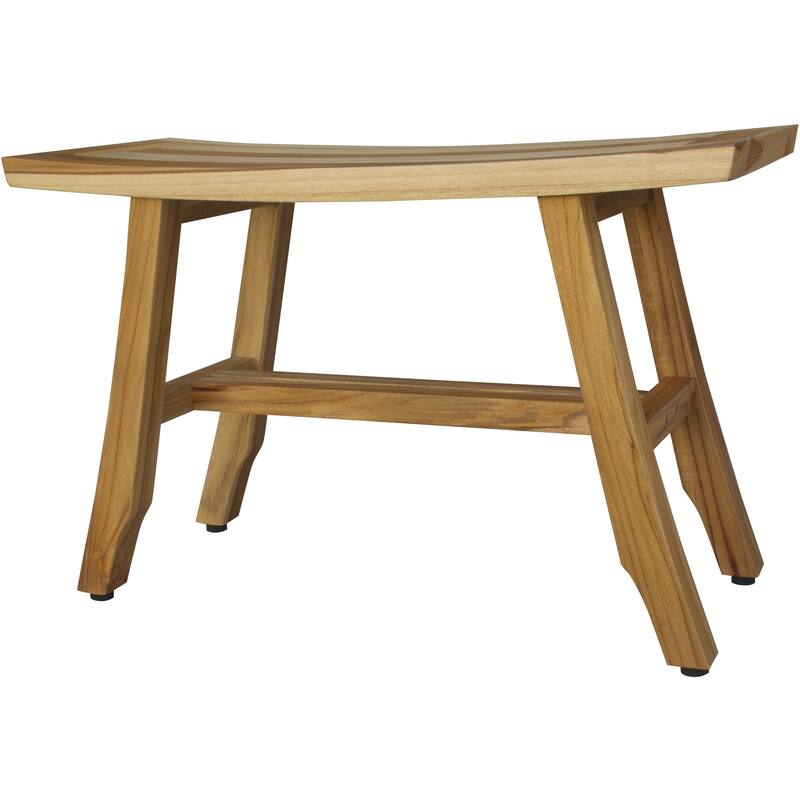 HomeRoots 28" Natural Teak Rectangular Shower Bench