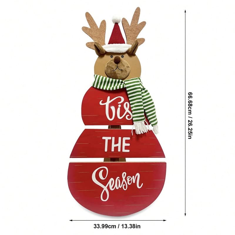28‘’ H Wooden Snowman Christmas Porch Sign, Outdoor Christmas Decorations for Porch & Front Door Holiday Décor