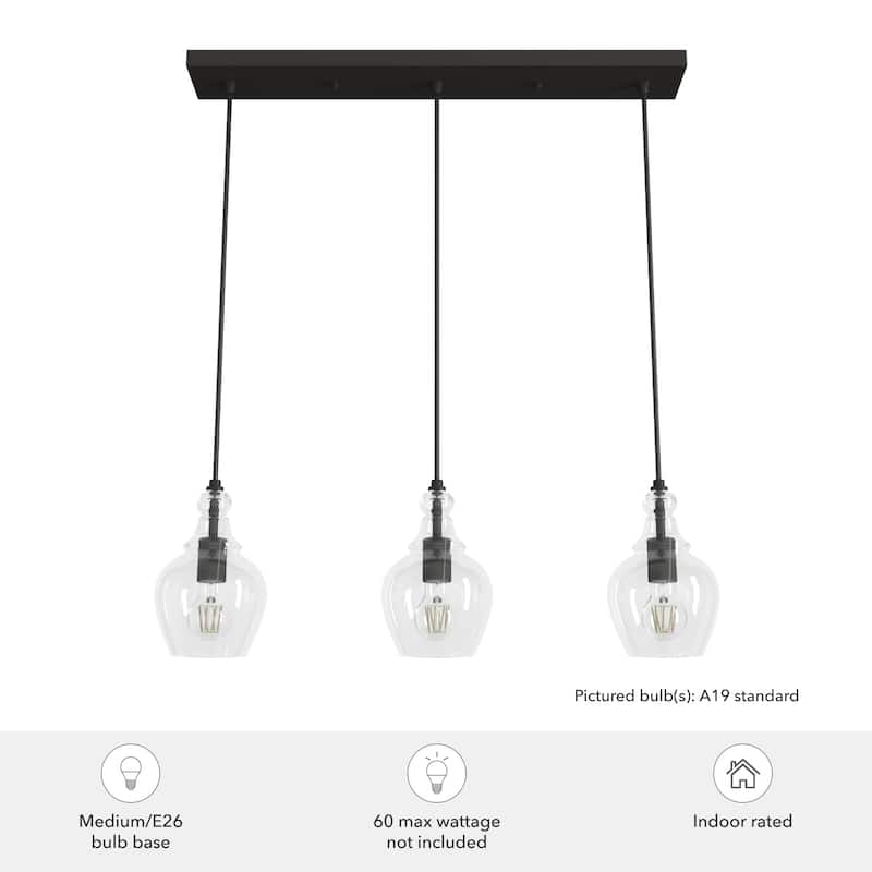 Hunter Maple Park 3-Light Linear Ceiling Light - Kitchen Island, Dining Room - Modern Farmhouse, Contemporary, Transitional