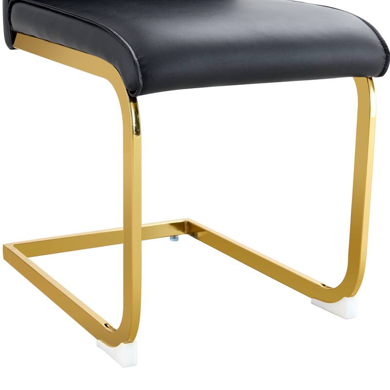 PU High Resilience Dining Chair Set of 4 Luxury Arch Chair with Arched Metal Silver Leg Upholstered Kitchen Chair