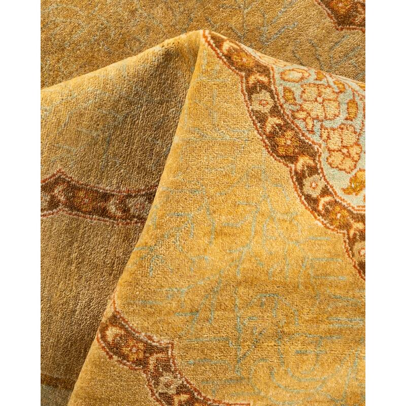 Overton Handknotted Wool Traditional Oriental Yellow Area Rug - 6' x 9'