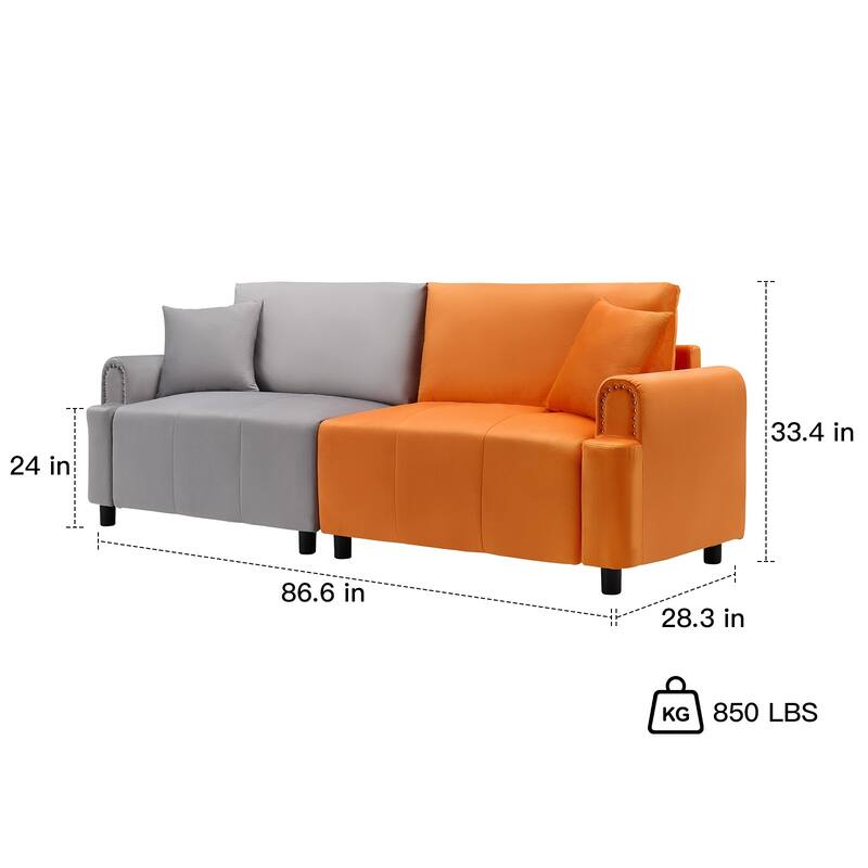Pocassy 87" Sectional Sofa Modular Deep Seat Sofa Couch
