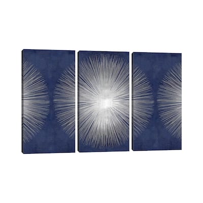 iCanvas "Silver Sunburst On Blue III" by Abby Young 3-Piece Canvas Wall Art Set