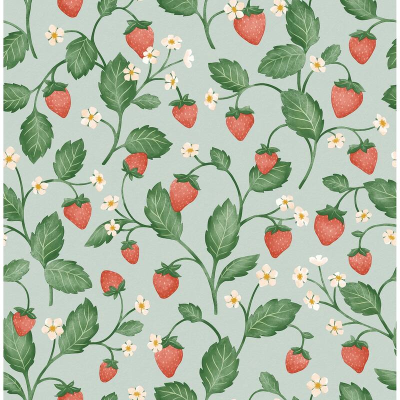 Fine Decor Maxine Seafoam Strawberry Fields Wallpaper - N/A