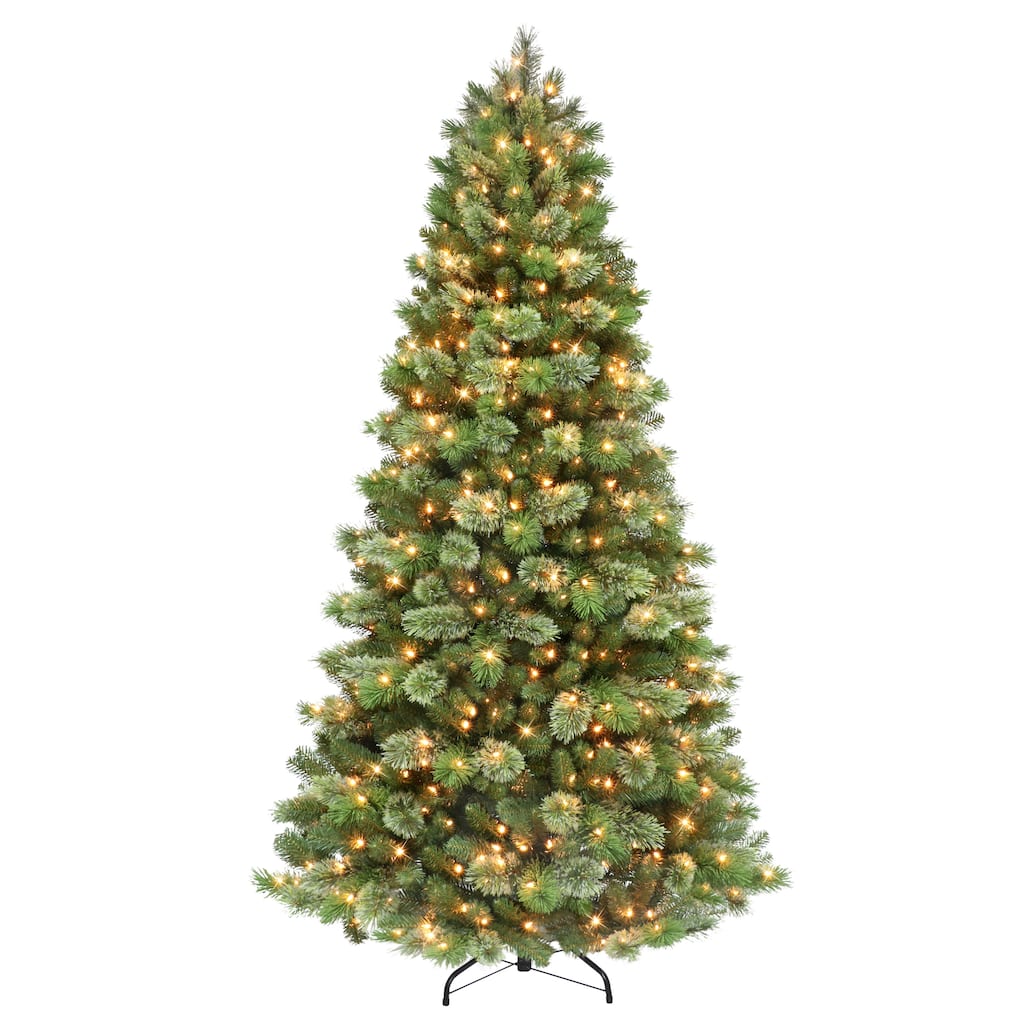 Puleo International 7.5 ft. Pre-Lit Oklahoma Pine Artificial Christmas Tree with 500 Clear Incandescent Lights