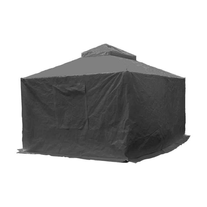 Domi 8' x 8' Universal Winter Gazebo Cover, All Season Waterproof Enclosed Cover with Sidewalls & Ventilated Mesh Windows, White