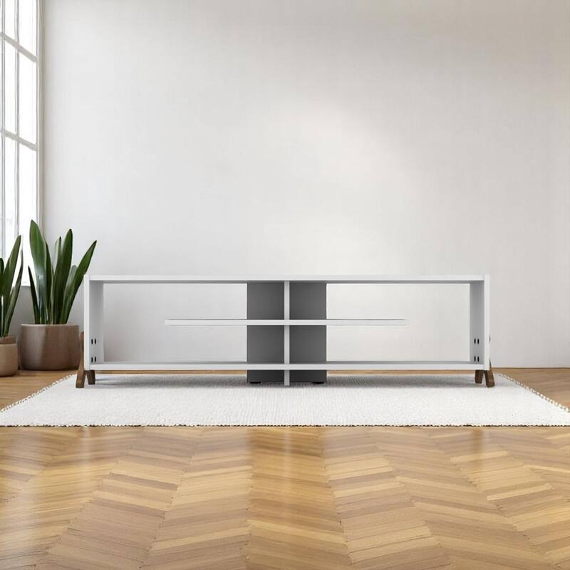 Kerr Modern Tv Stand 4 Shelves Open Storage Wood Legs Living Room Entertainment Centre