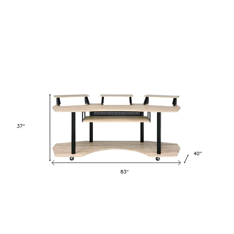 83" Natural and Black Computer Desk