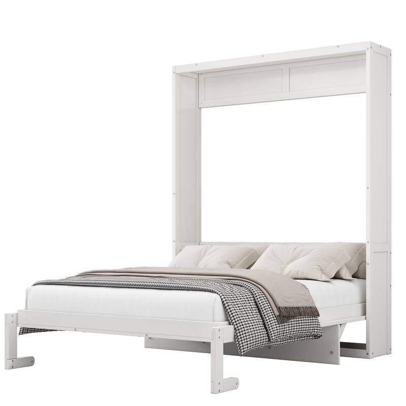 Full Size Murphy Bed,61.5inch Bed Folding Wall Bed with Desk