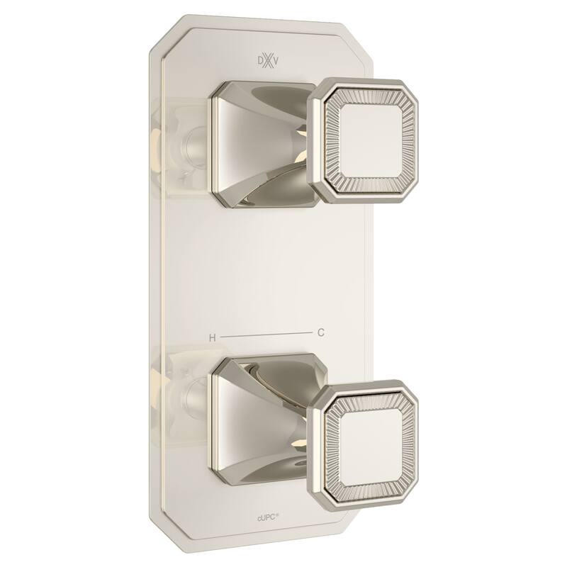 DXV Belshire Two-Handle Thermostatic Valve Trim with Cushion Handles - Platinum Nickel