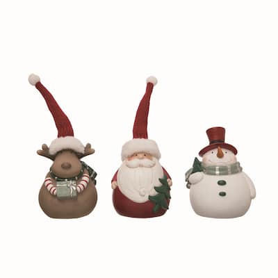 Transpac Resin Multicolor Christmas Merry Character Figurines Set of 3