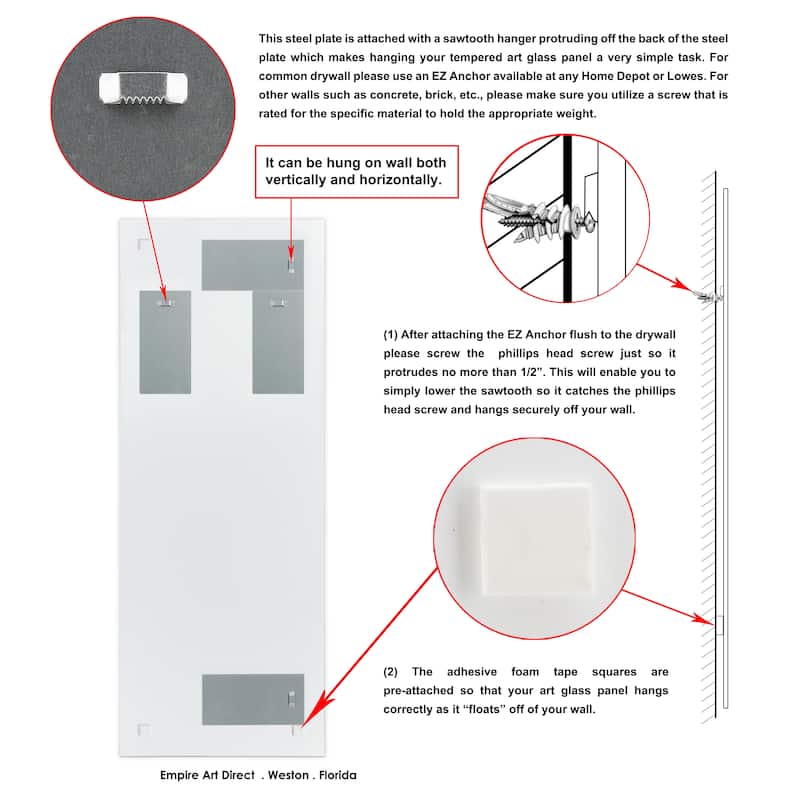 "Fashion T Blue Surfboard" Reverse Printed Tempered Glass with Silver Leaf