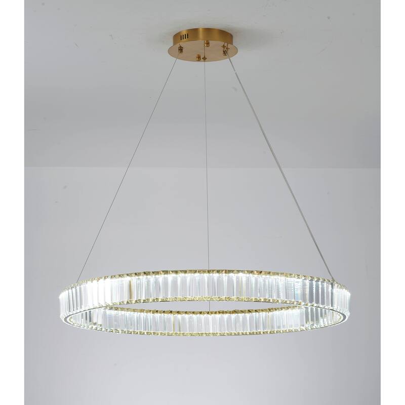 1-Light D31.5'' Clear Crystal Halo Chandelier with Gold Hardware