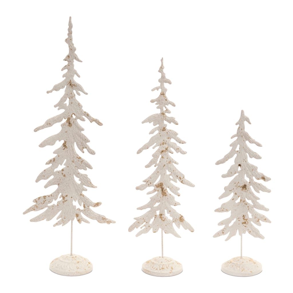 Pine Tree Metal Christmas Tabletop Decorations - 29.75" - Set of 3