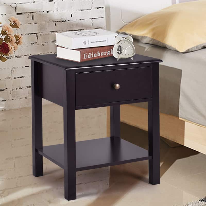 Costway End Table Nightstand Storage Display Furniture Drawer Shelf