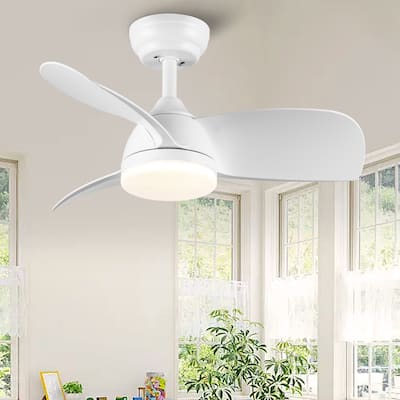 28 in LED Indoor Matte White Ceiling Fan With DC Motor, Remote Control