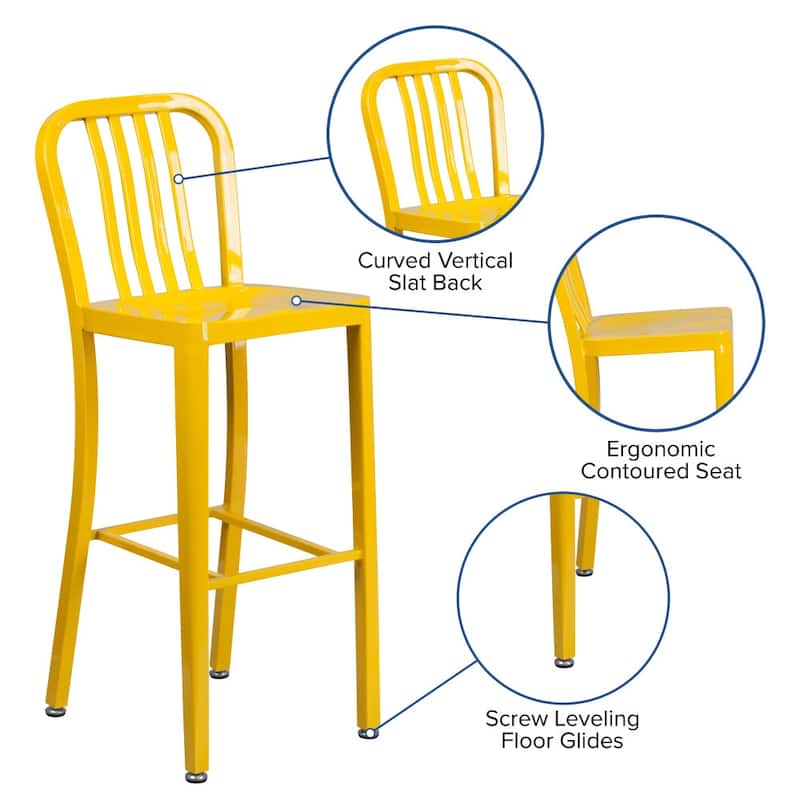 Indoor/Outdoor Commercial Grade Metal Modern Barstools (Set of 2)