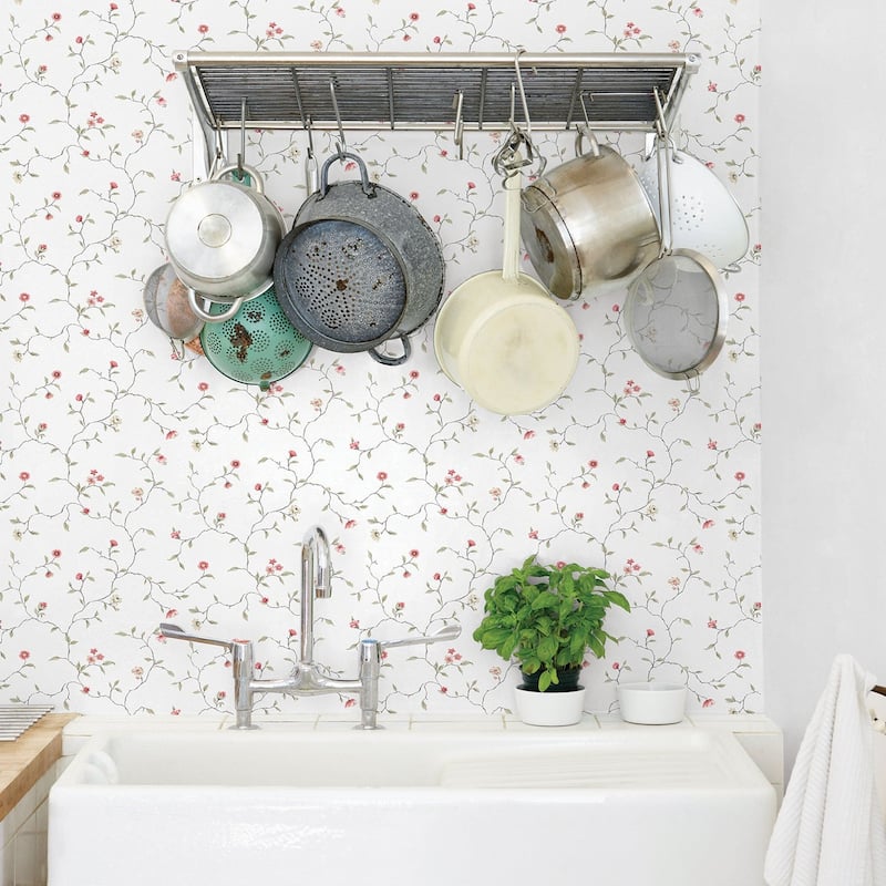 Galerie Wallcoverings Kitchen Recipes Floral Trail Vinyl on Non-woven Matte Wallpaper Roll