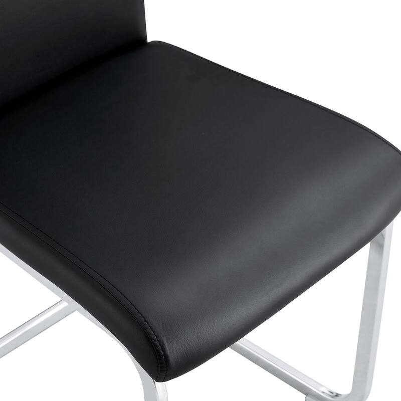 Set of 4 Modern PU Leather Upholstered Dining Chair,with High Back and Chrome Metal Base