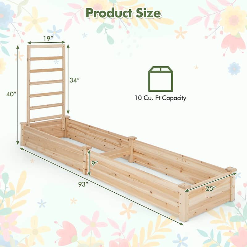 Gymax Raised Garden Bed Wooden Planter Box with Divided Space for